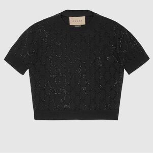 NWT Gucci Fine wool GG crystal top